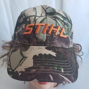 Stihl Camo Trucker Hat Embroidered Thick Orange Raised Logo Adjustable OSFM